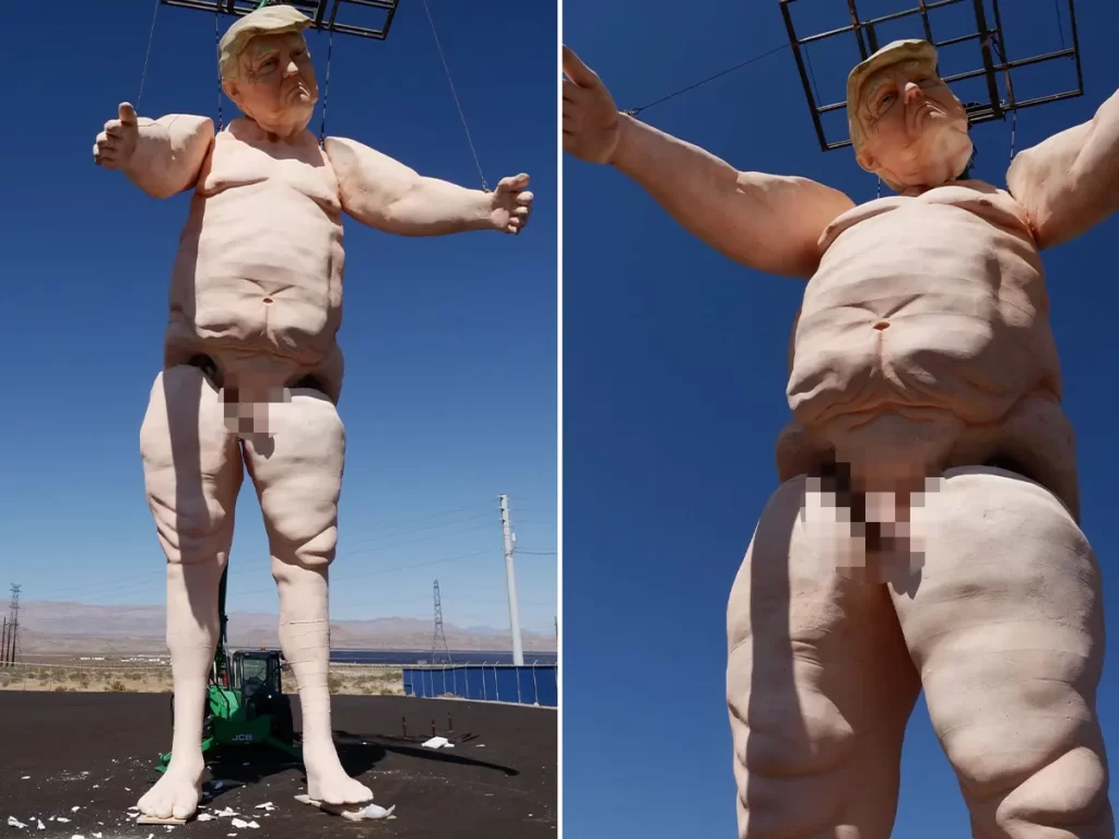 Echa un vistazo a la gigantesca estatua desnuda de Donald Trump de 43 pies de altura, apodada El Pequeño Comandante en Jefe